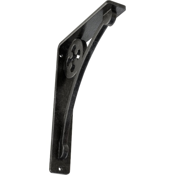 Ekena Millwork Crawley Wrought Iron Bracket, (Single center brace), Antiqued Silver 1 1/2"W x 5 1/2"D x 8"H BKTM01X05X08SCRASV - main